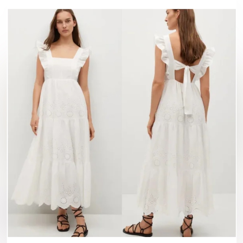 MANGO Eyelet Embroidered Maxi Dress